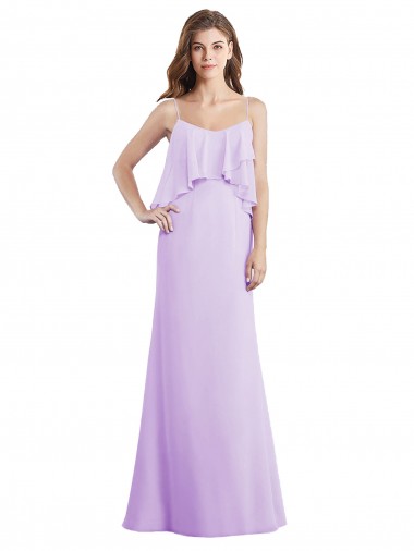 Shop Scoop Neck Long Chiffon Bridesmaid Dress with Cross Over Neckline Flounce Perth