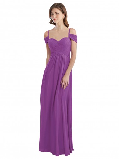 Shop Cold Shoulder Long Chiffon Bridesmaid Dress with Ruching Details Perth