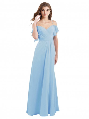 Shop Cold Shoulde Chiffon Bridesmaid Dress with Wrap Bodice Perth
