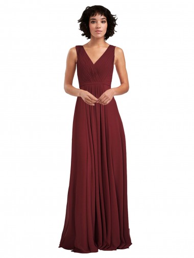 Shop Sleeveless V-Neck Pleated Chiffon Bridesmaid Dress Perth