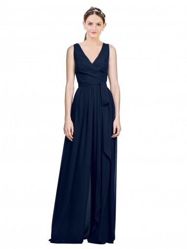 Shop V-Neck Ruched Chiffon Bridesmaid Dress with Waistband Perth