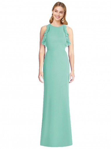 Shop Jewel Neck Mermaid Open Back Chiffon Bridesmaid Dress Perth