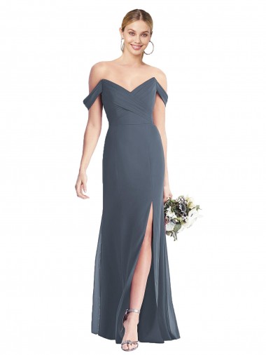 Shop Off the Shoulder Criss Cross Bodice Trumpet Chiffon Bridesmaid Dress Perth