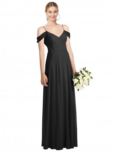 Shop Cold-Shoulder V-Back Chiffon Maxi Bridesmaid Dress Perth