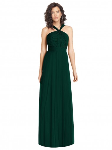 Shop Draped Halter Neck Long Chiffon Bridesmaid Dress with Low Back Perth