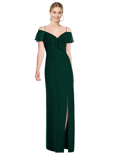 Shop Ruffled Cold-Shoulder Maxi Chiffon Bridesmaid Dress Perth