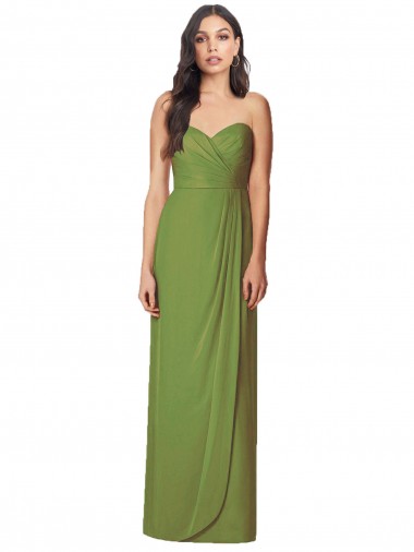 Shop Side Front Slit Draped Strapless Chiffon Bridesmaid Dress Perth