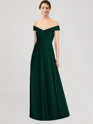 Shop Full length Off the Shoulder Chiffon Bridesmaid Dress Perth