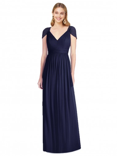 Shop V-Neck Cap Sleeves Sheer Back Chiffon Bridesmaid Dress Perth