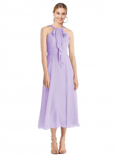 Shop Midi Length Halter Plunging V-Back Chiffon Bridesmaid Dress / Cocktail Dress Perth