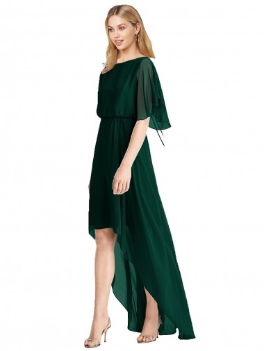 Shop Plunging V Back Flutter Sleeves Cocktail Length Chiffon Bridesmaid Dress Perth