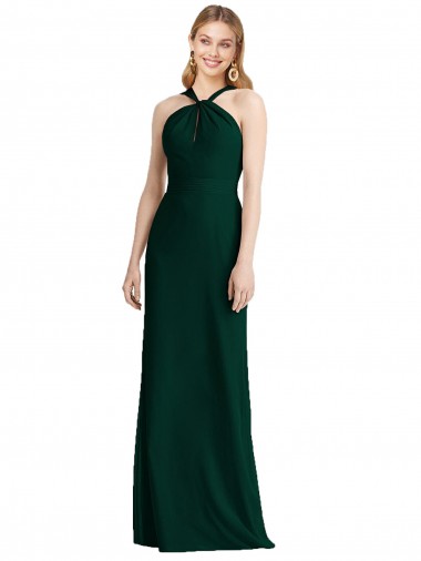Shop Sleek Full-Length Twist Halter Chiffon Bridesmaid Dress Perth