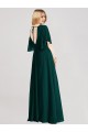 Full-Length Flutter Sleeves Plunging V Back Chiffon Bridesmaid Dress