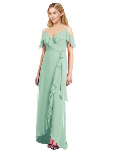 Shop High Low Off the Shoulder Wrap Chiffon Bridesmaid Dress  Perth