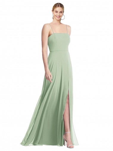 Shop Sleek Spaghetti Straps Low Back Square Neck Maxi Formal Chiffon Bridesmaid Dress Perth