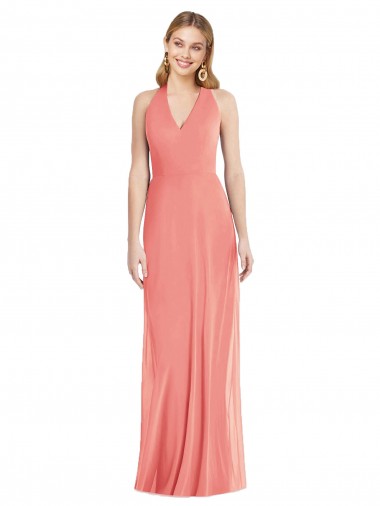 Shop V-Neck Halter Chiffon Maxi Formal Bridesmaid Dress Open Back Perth