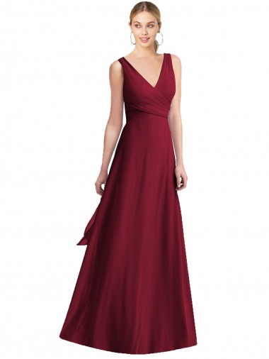 Shop Sleeveless V-Neck Chiffon Wrap Bridesmaid Dress Perth