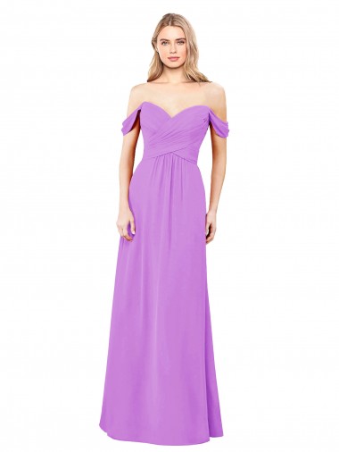 Shop Off The Shoulder Draped Sleeves A-Line Chiffon Bridesmaid Dress Perth