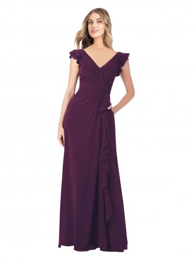Shop Ruffle Cap Sleeves Long Chiffon Bridesmaid Dress Perth