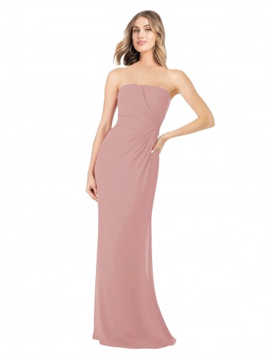 Shop Draped Strapless Sheath Long Chiffon Bridesmaid Dress Perth