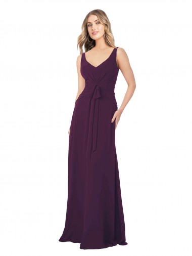 Shop Long Chiffon Bridesmaid Dress with Front Bow Perth
