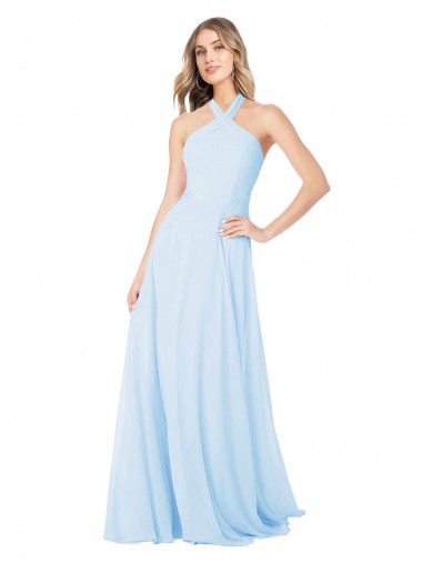 Shop Criss Cross High Neck Halter Chiffon Bridesmaid Dress Perth