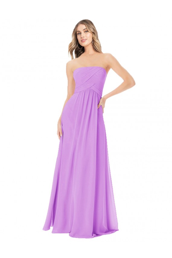 Draped Strapless Floor Length Chiffon Bridesmaid Dress Perth