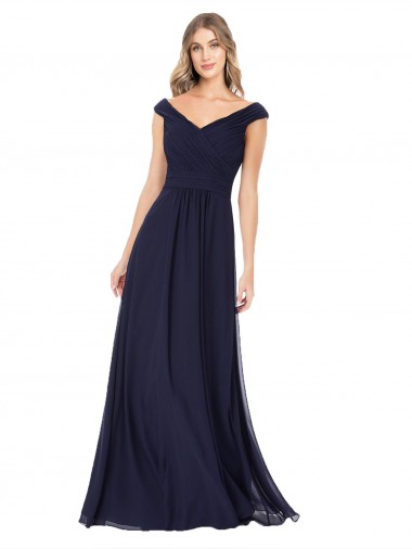 Shop Off the Shoulder Classic Chiffon Bridesmaid Dress with Draped Bodice Perth