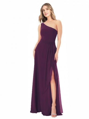 Shop One Shoulder Chiffon Bridesmaid Dress with Tie Belt Perth