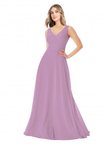 Shop Simple Chiffon V-Neck Bridesmaid Dress with Draped V-Back Perth