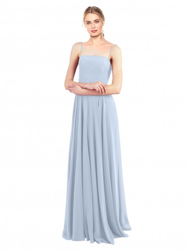 Shop Luxe Chiffon Straight Neckline Long Chiffon Bridesmaid Dress with Skinny Straps Perth