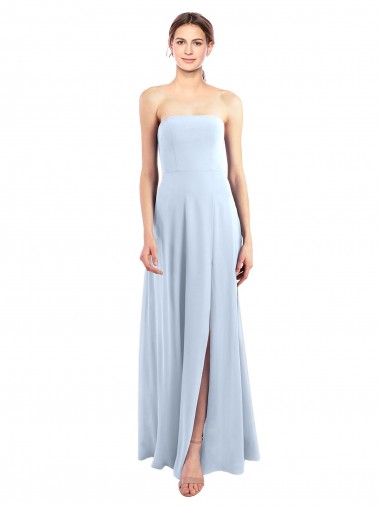 Shop Fitted Strapless Full Length Chiffon Bridesmaid Dress with Front Slit Perth