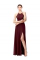 Slim Long High Halter Neck Chiffon Bridesmaid Dress with High Side Slit Perth