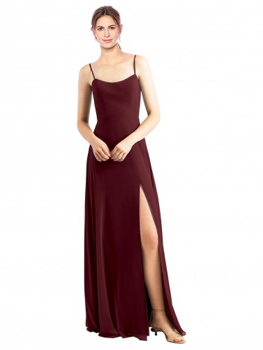 Shop Sleek Fit and Flare Long Scoop Neck Chiffon Bridesmaid Dress with High Side Slit Perth