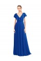 V-Neck A-Line Flutter Sleeves Long Chiffon Wrap Style Bridesmaid Dress