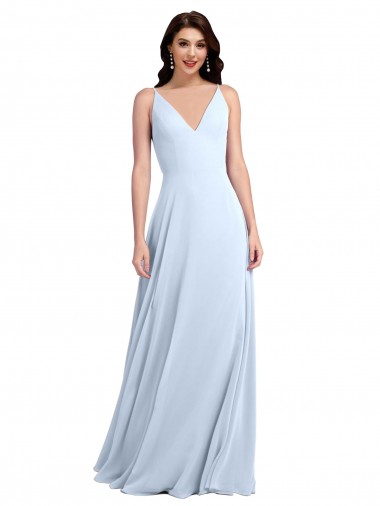 Shop Long Floor Length V-Neck Chiffon Bridesmaid Dress with Keyhole Back Perth