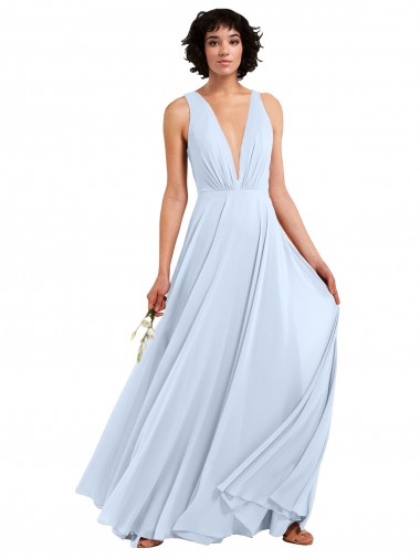 Shop Daring Plunging V-Neck Long Chiffon Bridesmaid Dress with Pleated Bodice Perth