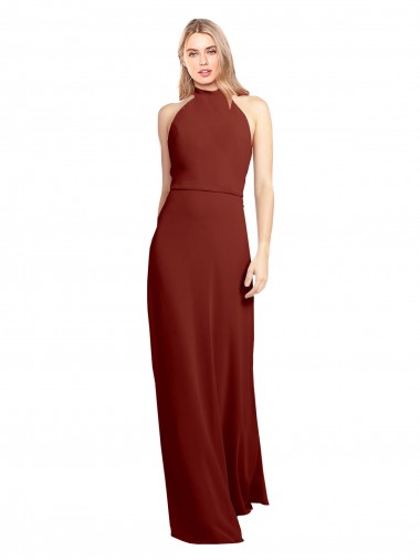 Shop Slim High Neck Halter Fitted Open Back Chiffon Bridesmaid Dress / Prom Dress Perth