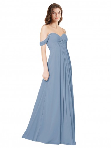 Shop Empire Waist Off the Shoulder Chiffon Bridesmaid Dress with Sweetheart Bodice Perth