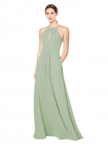 Shop High Halter Neck Keyhole Chiffon Bridesmaid Dress Perth