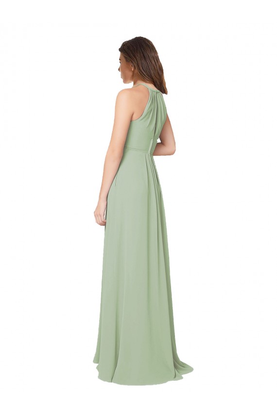 High Halter Neck Keyhole Chiffon Bridesmaid Dress Perth