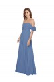Flutter Sleeves Scoop Neck Off the Shoulder Long Chiffon Bridesmaid Dress