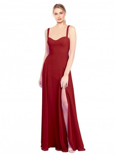 Shop Sweetheart Neckline Long Chiffon Bridesmaid Dress with Side Slit and Wide Straps Perth