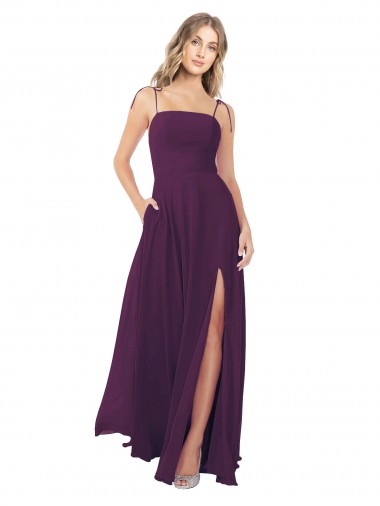 Shop Chiffon Bridesmaid Dress with Front Slit and Keyhole Back Perth
