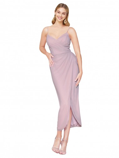 Shop Short Knee Length Chiffon Wrap Bridesmaid Dress / Cocktail Prom Dress with Straps Perth