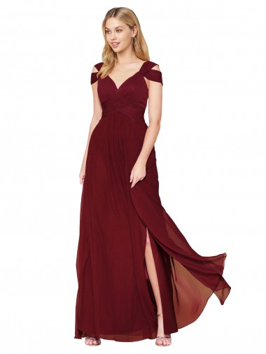 Shop Off the Shoulder Long Chiffon Bridesmaid Dress / Formal Prom Dress with Side Slit Perth