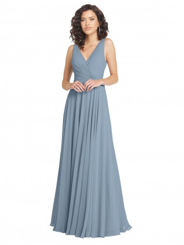 Shop Faux Surplice Bodice Long Chiffon Bridesmaid Dress with V-Neckline Perth