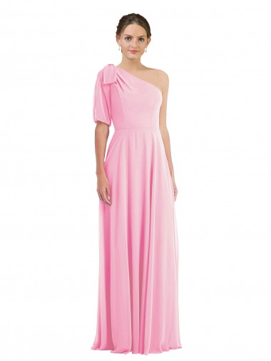 Shop Bow One Shoulder Flounce Sleeve Maxi Bridesmaid Dress Perth
