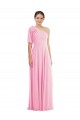 Bow One Shoulder Flounce Sleeve Maxi Bridesmaid Dress