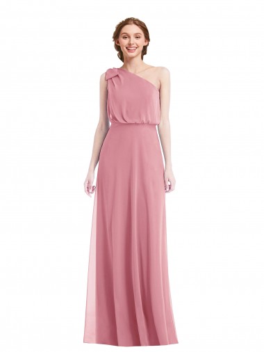 One Shoulder Bow Blouson Bodice Maxi Bridesmaid Dress Perth